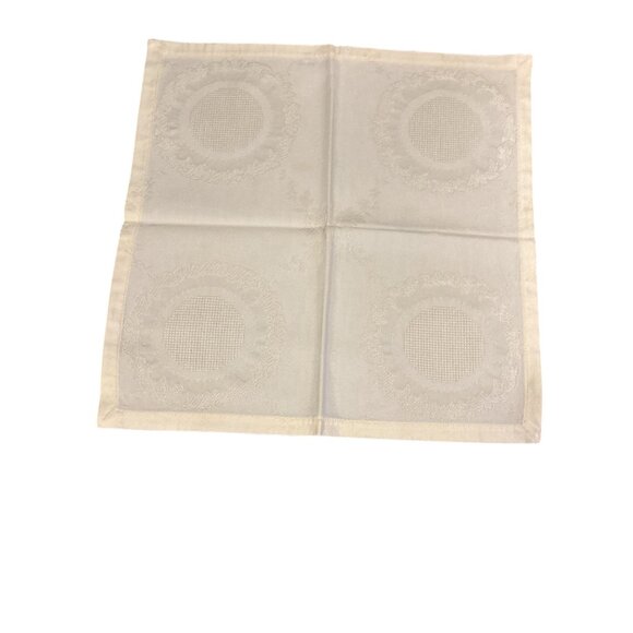Set Of 6 Vintage Ivory Embroidered Linen Napkins With Floral Cross-Stitch Design - Picture 10 of 16